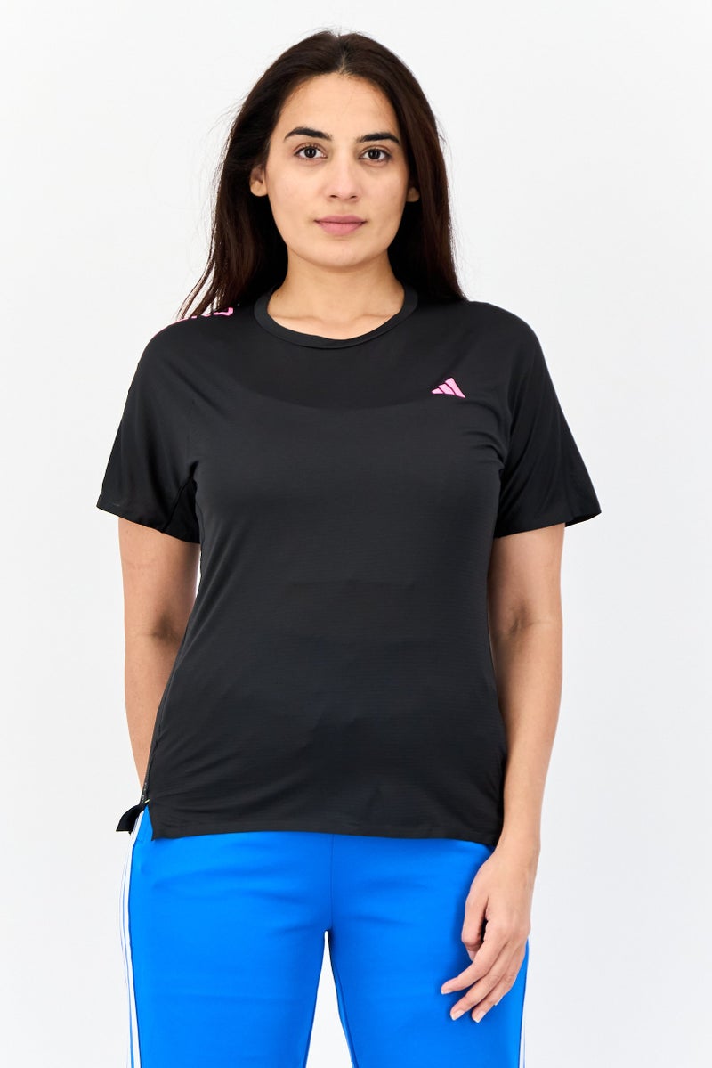 Adidas Women Sportswear Fit Short Sleeve Training T-shirt, Black  - Image 1
