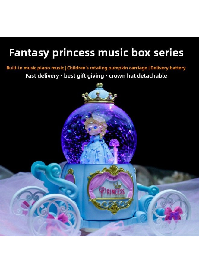 Dream Lolita Princess Pumpkin Carriage Crystal Ball Music Box Rotating Music Box Female Birthday Graduation Gift-Color:Ballet Girl Purple-Size:Large Music + Lanterns + Automatic Snow Falling  - Image 3