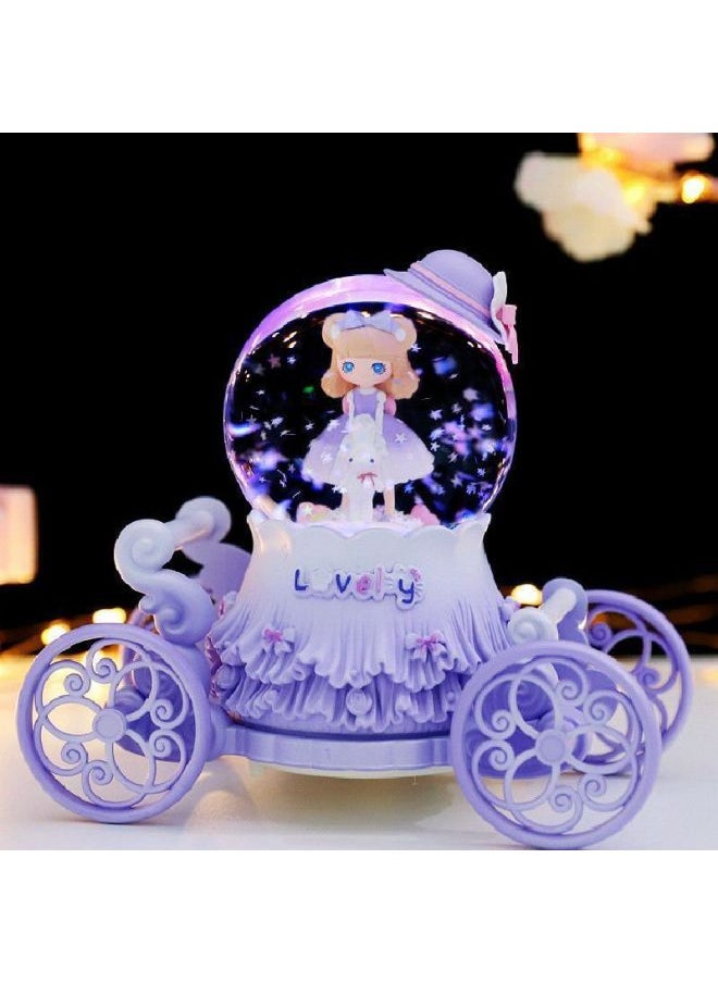 Dream Lolita Princess Pumpkin Carriage Crystal Ball Music Box Rotating Music Box Female Birthday Graduation Gift-Color:Ballet Girl Purple-Size:Large Music + Lanterns + Automatic Snow Falling  - Image 4