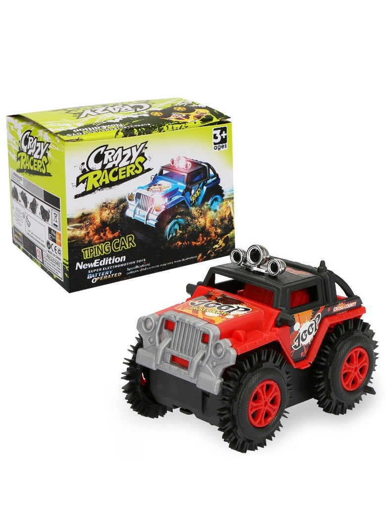 CIMIA Crazy Racers Electric Stunt Car Toy, Off-Road Vehicle with Flip Function, 10.5 x 7 x 8 cm, Ages 3+,Red - Image 1
