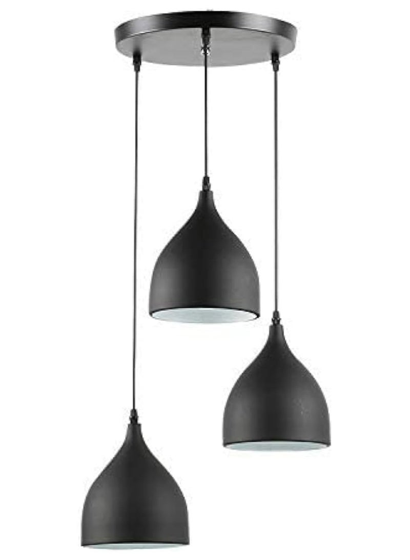 HUA QIANG WANG 3-Light Modern Black Ceiling Chandelier, Industrial Wrought Iron Pendant Lamp, Adjustable Height Hanging Light Fixture for Kitchen Island Dining Room Living Room Bedroom - Image 1