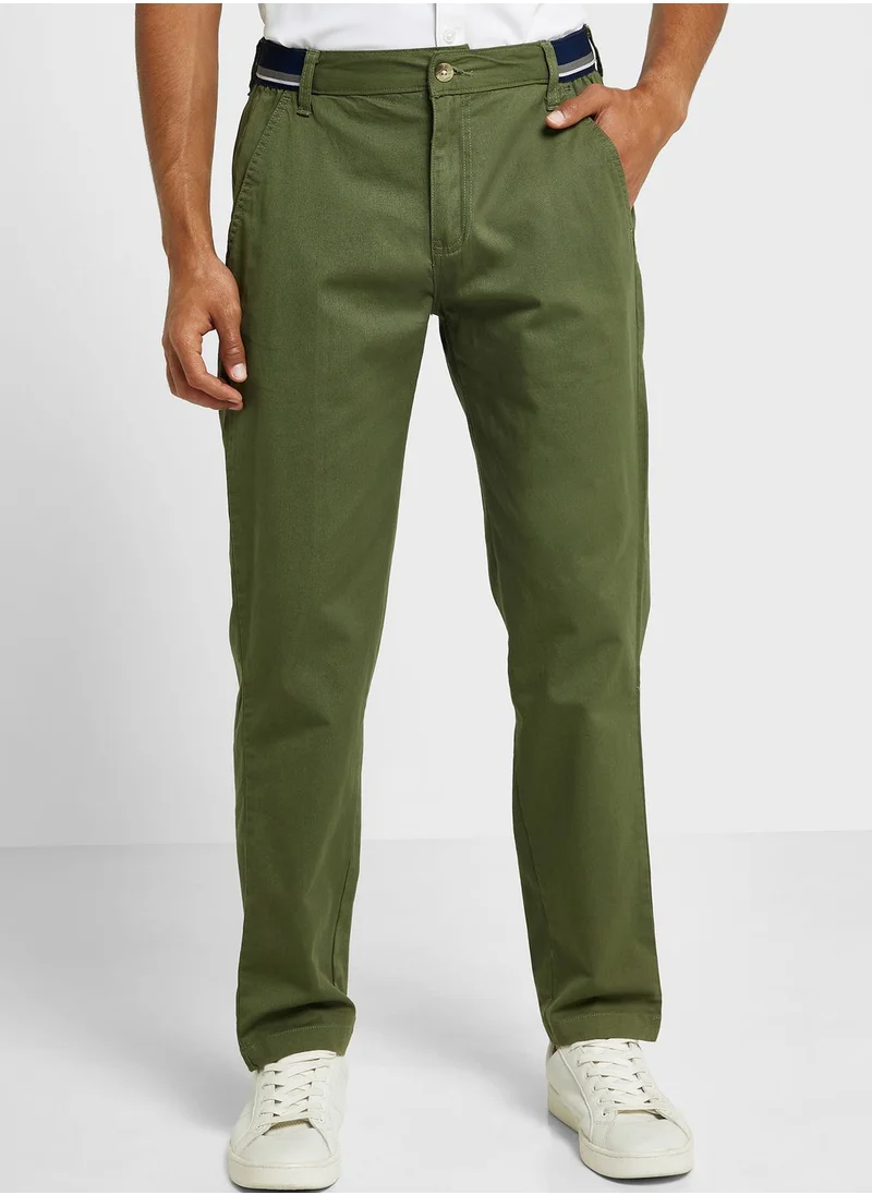 توماس سكوت Thomas Scott Men Mid-Rise Classic Slim Fit Easy Wash Trousers