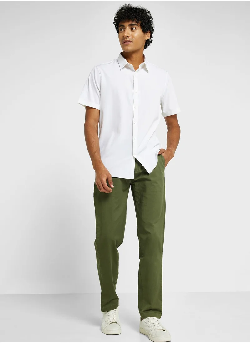 توماس سكوت Thomas Scott Men Mid-Rise Classic Slim Fit Easy Wash Trousers