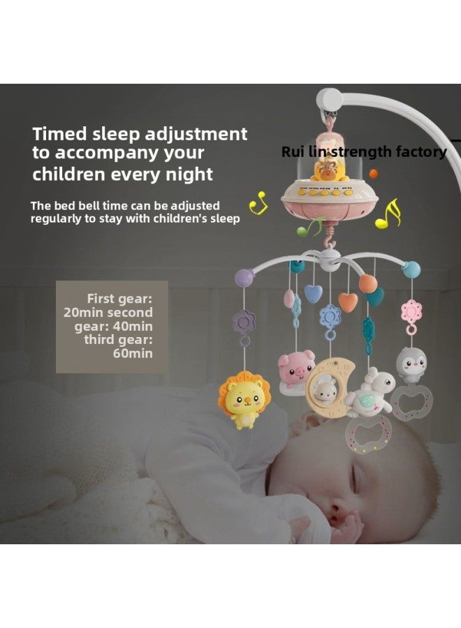 Baby Toy Hanging Bed Bell 0-6 Months Rotating Light Music Bedside Bell Pacifying Rattle-Color:Blue [648-4 Bed Bell] Rechargeable Version