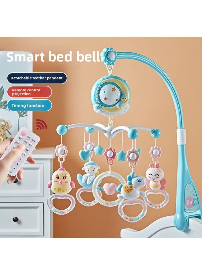 Baby Toy Hanging Bed Bell 0-6 Months Rotating Light Music Bedside Bell Pacifying Rattle-Color:Blue [648-4 Bed Bell] Rechargeable Version