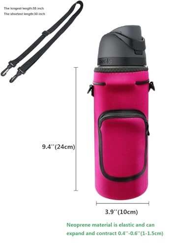 AF-WAN Neoprene Carrier Water Bottle Insulation SleeveWaterproof AntiSlip AntiScratch Pouch with Shoulder Strap fit for Owala Insulated Stainless Steel Water Bottle Rose Red For 40 oz - Image 3
