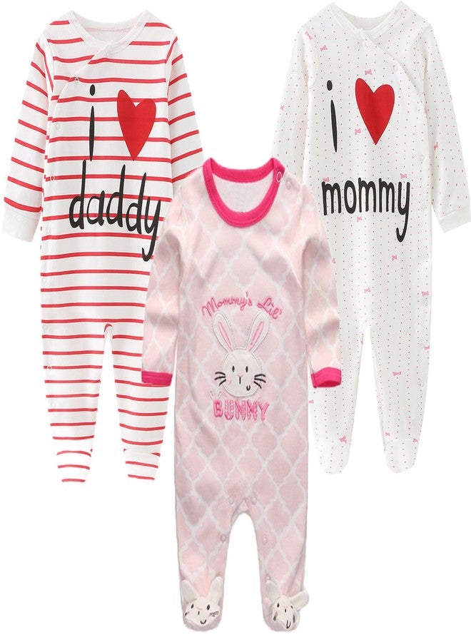 MAMIMAKA Baby Boys Girls Footies One-Piece Romper Long-Sleeve Jumsuit Cotton Newborn Clothes Set 3-Pack, 3-6 Months - Image 1