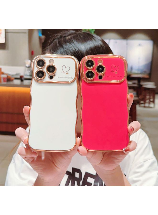Electroplated Heart Large Window Iphone15Pro Wave Mobile Phone Case Suitable For Apple 14 Protective Cover 13/12 Soft Shell-Color:Wave Electroplated Large Window-dark Purple Double Hearts-Applicable Models:iphone 16 Pro