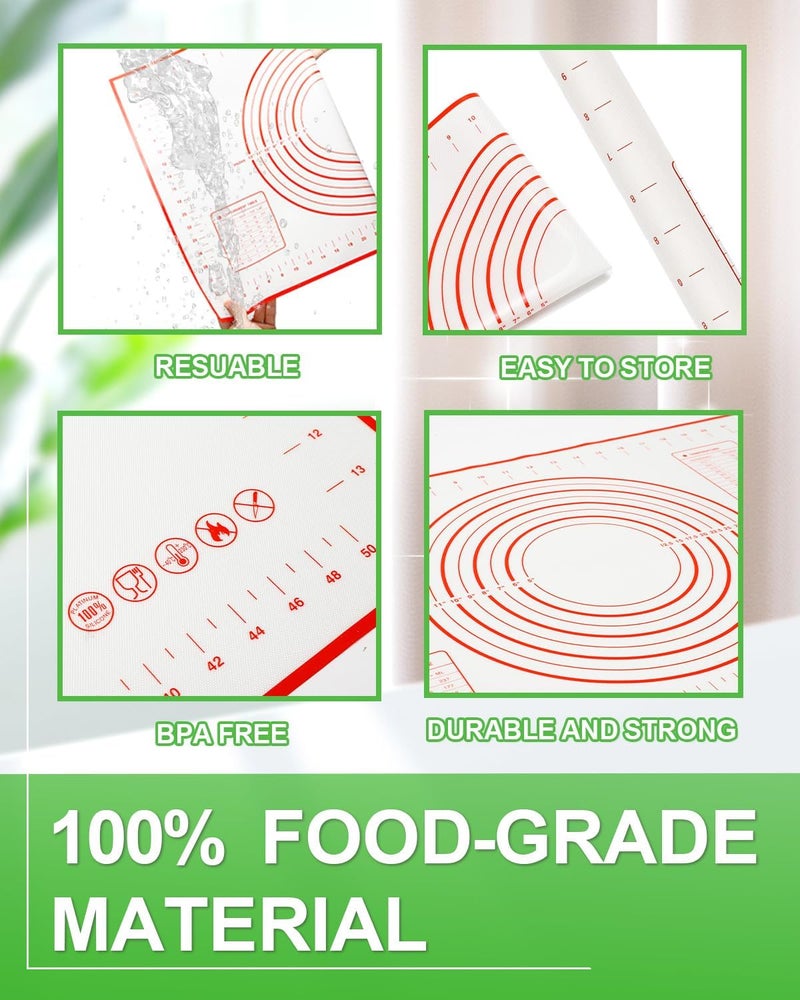 PROKITCHEN 16.7" Wood Rolling Pin with Thickness Rings, Adjustable Wooden Rolling Pins for Cookie Pastry Tools, Dough Roller Pins with 1PCS Silicone Pastry Mat & 11PCS Stainless Steel Cookie Cutters - Image 4