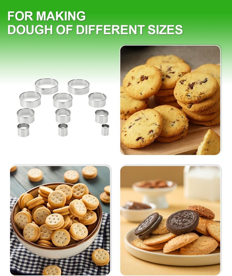 PROKITCHEN 16.7" Wood Rolling Pin with Thickness Rings, Adjustable Wooden Rolling Pins for Cookie Pastry Tools, Dough Roller Pins with 1PCS Silicone Pastry Mat & 11PCS Stainless Steel Cookie Cutters - Image 5