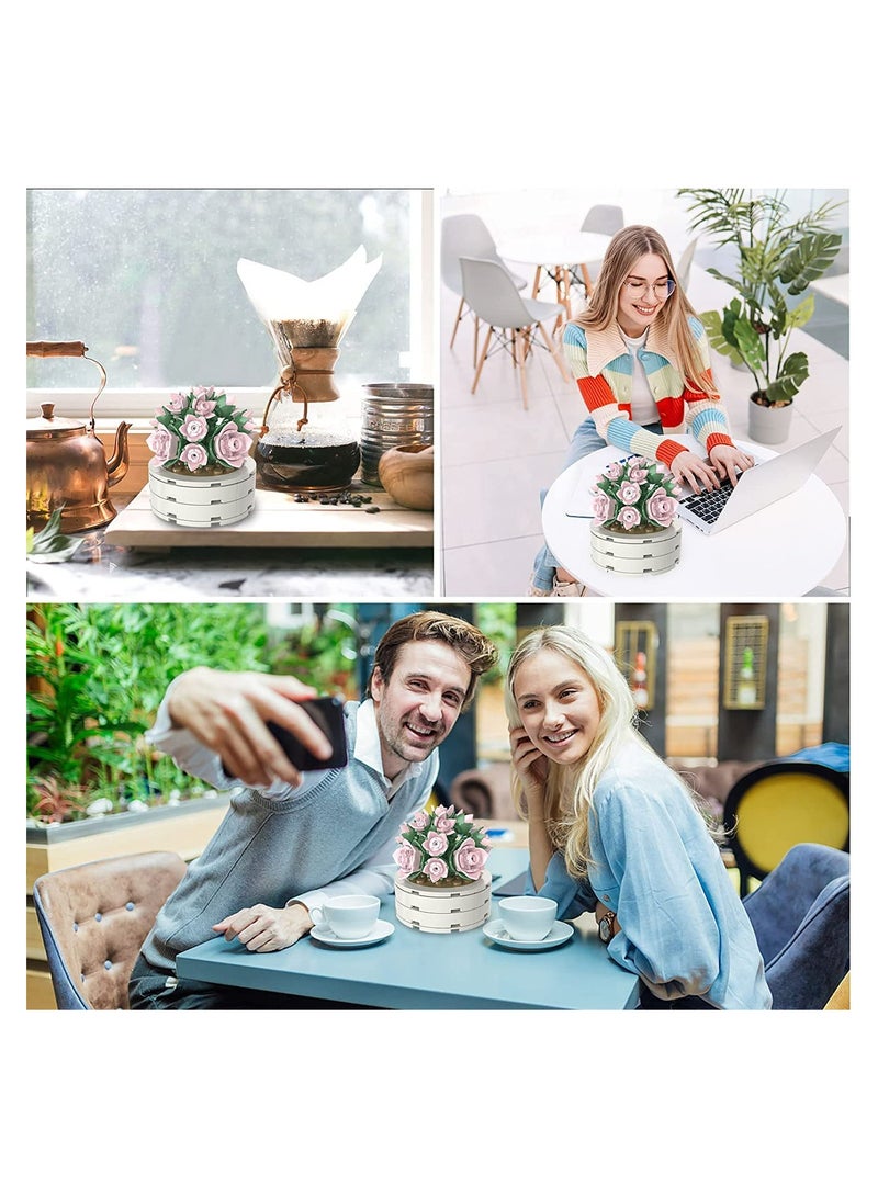 سيوسي مجموعة بناء النباتات النضرة ألعاب بناء زهرة بونساي بناء حديقة زهرة بناء باقة زهور دائمة ديكور طاولة بوعاء محاكاة كتلة زهرة زهور صناعية ألعاب بناء - Image 3