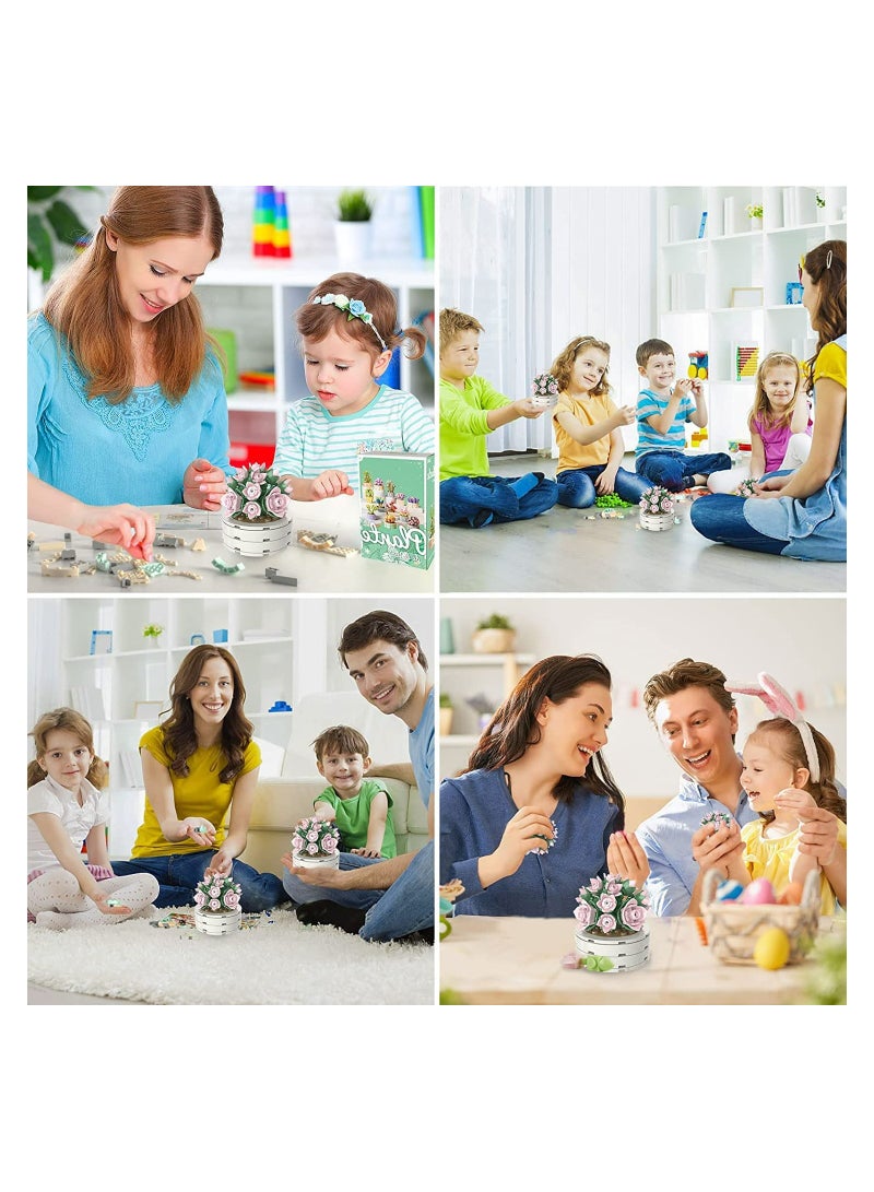 سيوسي مجموعة بناء النباتات النضرة ألعاب بناء زهرة بونساي بناء حديقة زهرة بناء باقة زهور دائمة ديكور طاولة بوعاء محاكاة كتلة زهرة زهور صناعية ألعاب بناء - Image 4