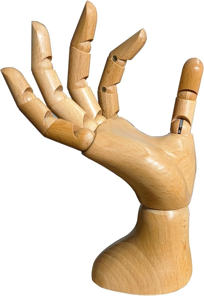 yangjietf Mannequin,Mannequin Hand,Hand Model,Hand Mannequin for Nails,Drawing Mannequin Wooden Hand,Wooden Mannequin,Wood Hand,Hand Model for Drawing,Male Hand of Right. - Image 1