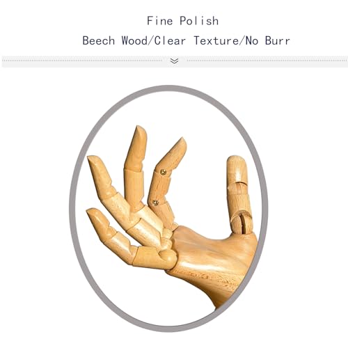 yangjietf Mannequin,Mannequin Hand,Hand Model,Hand Mannequin for Nails,Drawing Mannequin Wooden Hand,Wooden Mannequin,Wood Hand,Hand Model for Drawing,Male Hand of Right. - Image 5