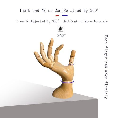 yangjietf Mannequin,Mannequin Hand,Hand Model,Hand Mannequin for Nails,Drawing Mannequin Wooden Hand,Wooden Mannequin,Wood Hand,Hand Model for Drawing,Male Hand of Right. - Image 2