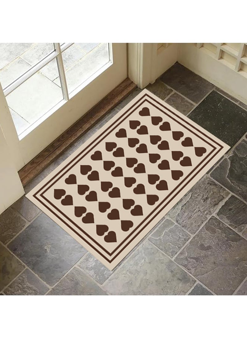 Generic 40*60cm Crystal Velvet Dot Plastic Bottom Entrance Door Mat High-End Light Luxury Advanced Entrance Foot Mat Entrance Porch Carpet Home Non-Slip Foot Mat (Heart -1)  - Image 2