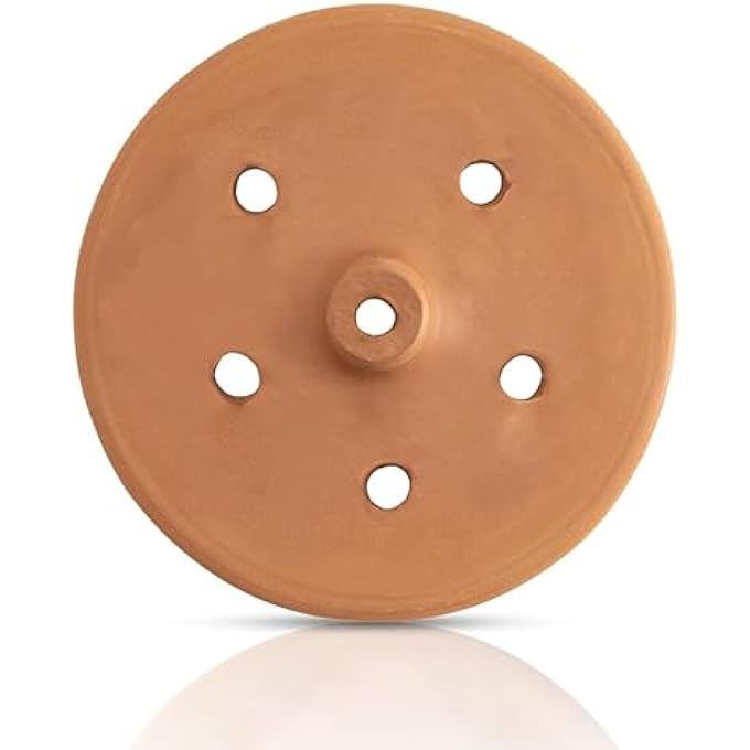 Handmade Clay Pot Dolma Lid Cover Unglazed Terracotta Grape Leaf Roll Lid Natural Earthenware Weighted Cooking Grill Press Medium 82 In - Image 1