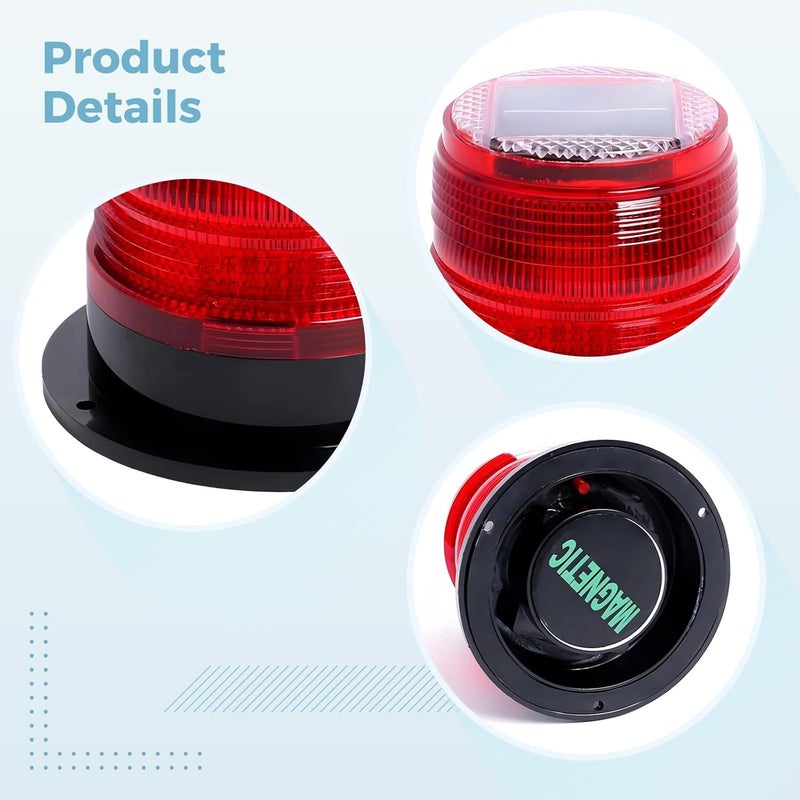 Led Solar Warning Light, Signal, Light, Ip65 Waterproof, High-Brightness, Quick-Charging Solar Panel with Adhesive Base, for Boats and Vehicles - Image 2