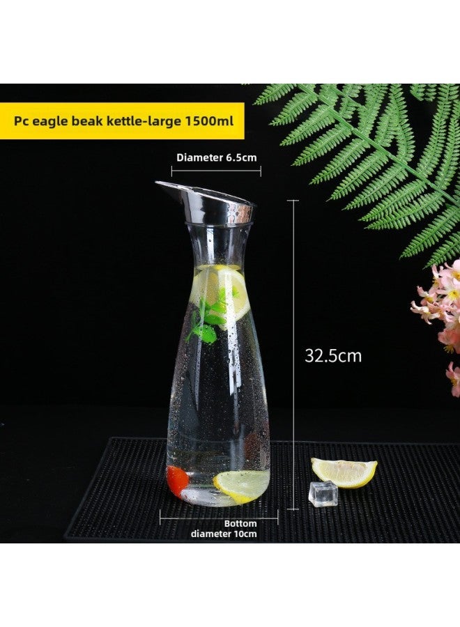 Loquat Plastic PC Diamond Pattern Tie Pot Multicolor Transparent Drop Resistant Household Commercial Cold Water Juice Pot High Temperature Resistant Tie Pot-Color:Pc Eagle Beak Kettle Large 1500ml - Image 1