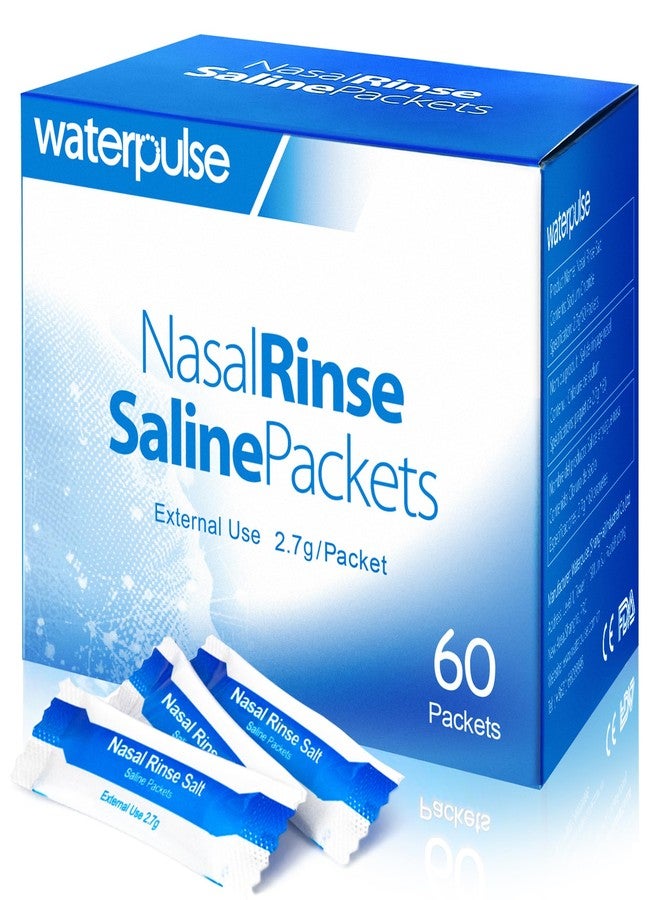 Waterpulse 60 Nasal Rinse Packets,Effective Neti Pot Salt Packets,Nasal Rinse Salt Packets Individually Wrapped - Convenient Solution for Sinusitis, Allergies and Cold Relief - Image 1