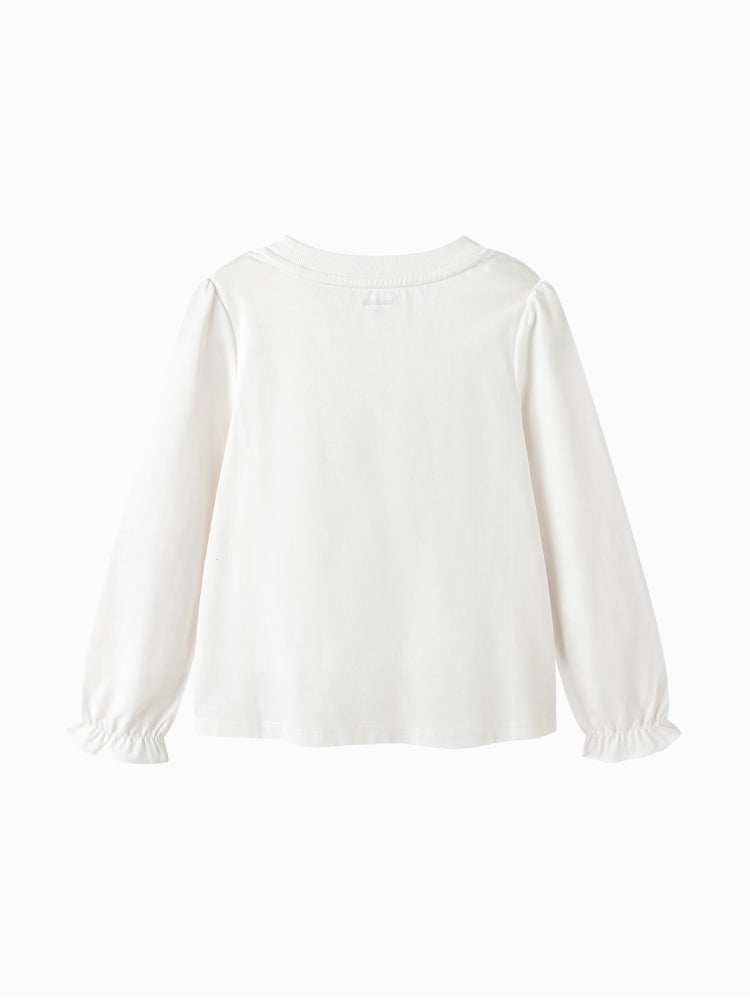 بالابالا توب بأكمام مكشكة مع طبعة للبنات - Image 2