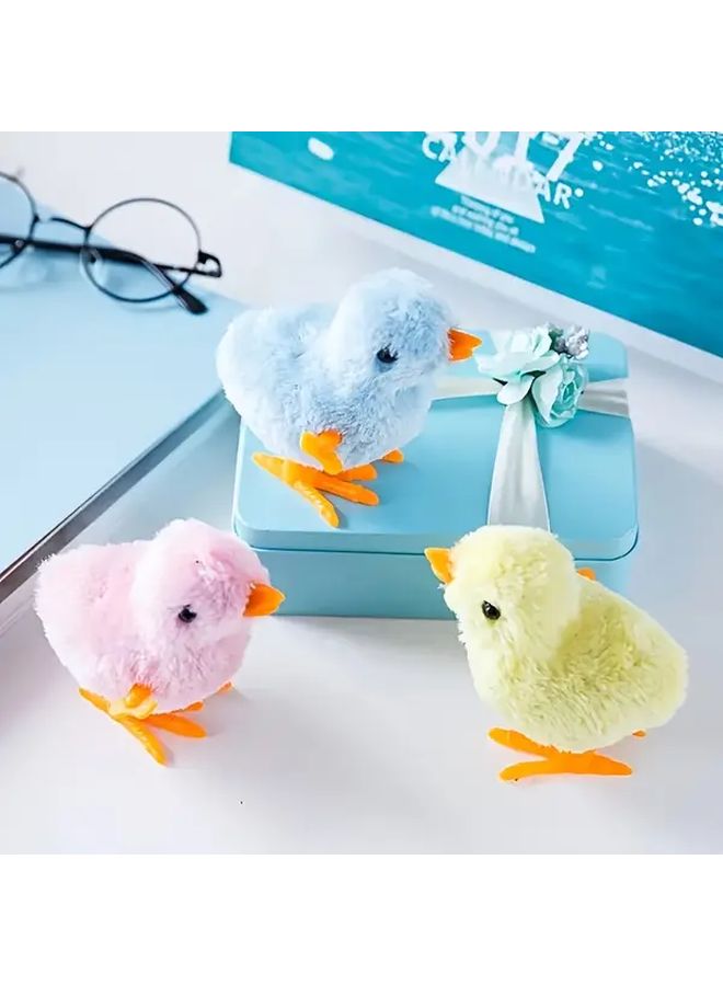2pcs Jumping Chicken Wind Up Toys Yellow Pink White Plush Animal Walkers For Easter Basket Fillers And Birthday Party Gifts - Image 4