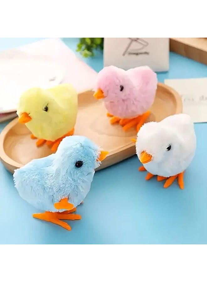 2pcs Jumping Chicken Wind Up Toys Yellow Pink White Plush Animal Walkers For Easter Basket Fillers And Birthday Party Gifts - Image 1
