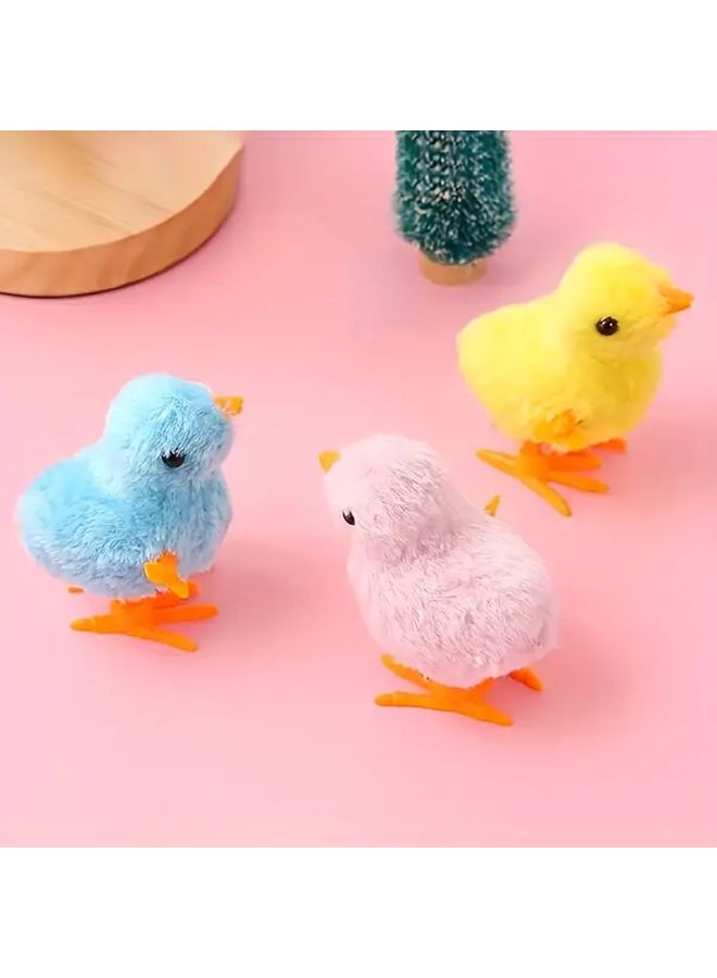 2pcs Jumping Chicken Wind Up Toys Yellow Pink White Plush Animal Walkers For Easter Basket Fillers And Birthday Party Gifts - Image 3