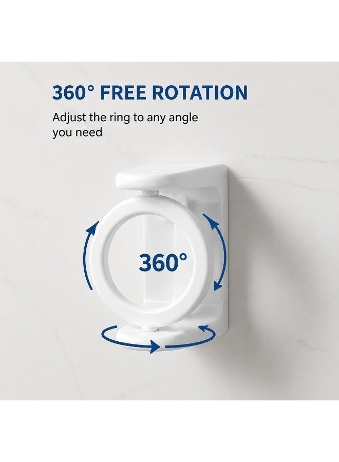 EXCLIFE 360° rotating circular hanging ring, no-drill curtain rod/shower curtain rod bracket, wall-mounted hook - Image 3