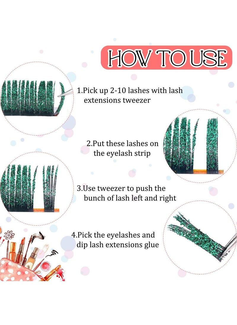 SYOSI - Colored Glitter Lash Extensions Colored Lash Eyelashes Party Makeup Eyelashes (Multicolored,15 mm) - Image 1