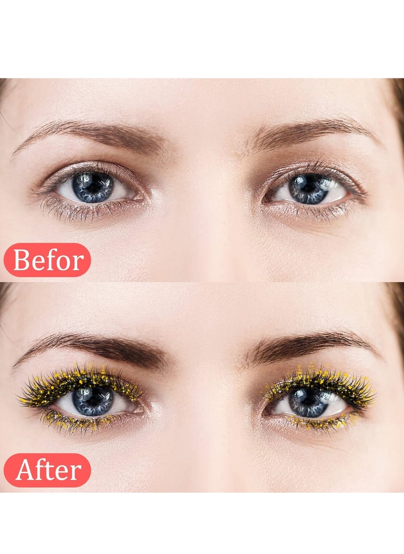 SYOSI - Colored Glitter Lash Extensions Colored Lash Eyelashes Party Makeup Eyelashes (Multicolored,15 mm) - Image 1
