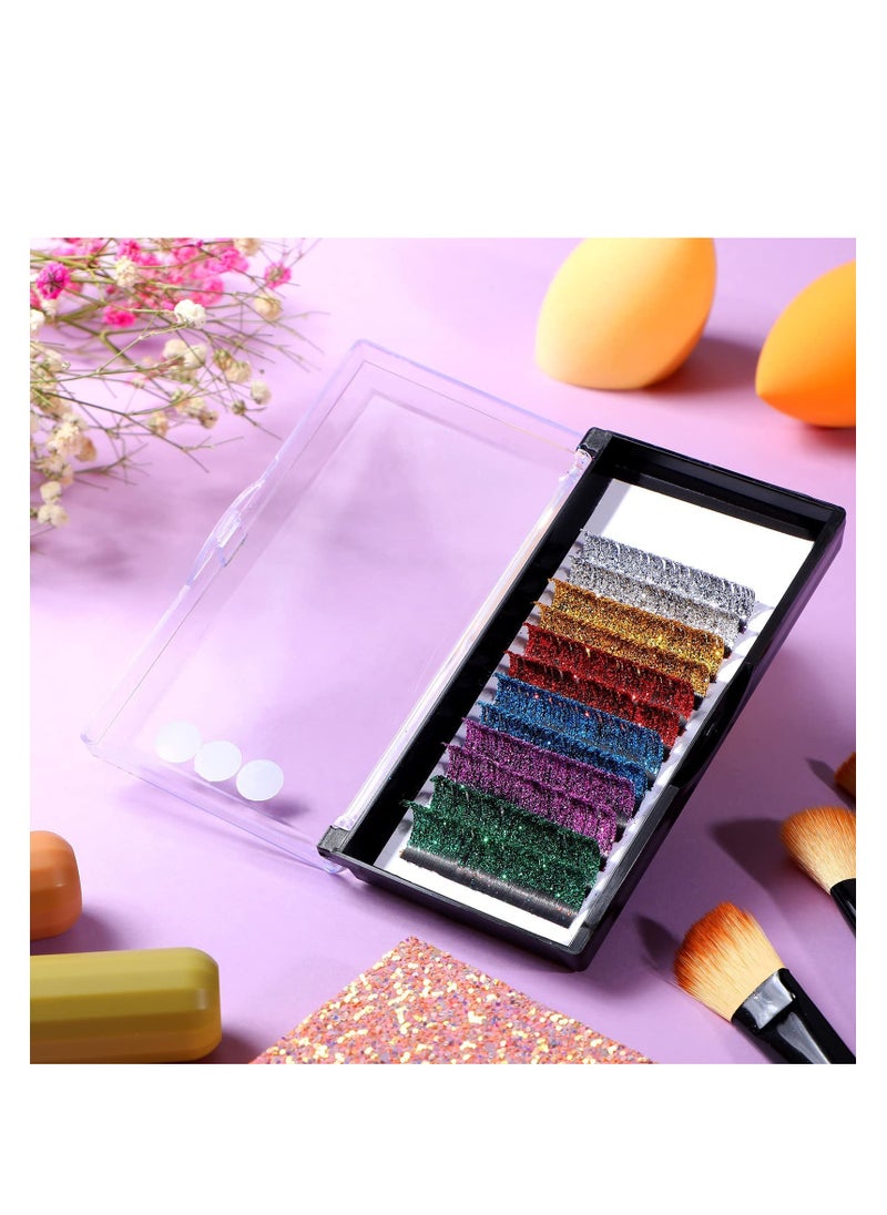 SYOSI - Colored Glitter Lash Extensions Colored Lash Eyelashes Party Makeup Eyelashes (Multicolored,15 mm) - Image 1