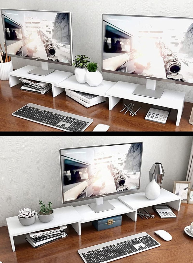 Eworld Dual Adjustable Laptop and Monitor Riser Stand, Desktop Table Stand for Two Screens - Image 3