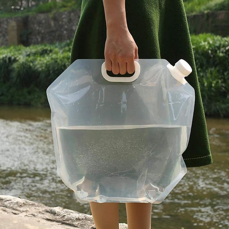 Delzon 10 Liter Collapsible Water Tank Container Bags for Portable and Convenient Water Storage During Outdoor Adventures and Emergencies- White Color - Image 5