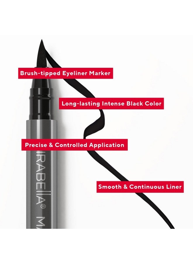 Mirabella Mirabella Black Magic Marker Waterproof Liquid Eyeliner, Long-Lasting Smudge-Proof Matte Black Eyeliner with Felt Brush-Tip for Precise Controlled Application and Antioxidants Vitamin C and E - Image 2