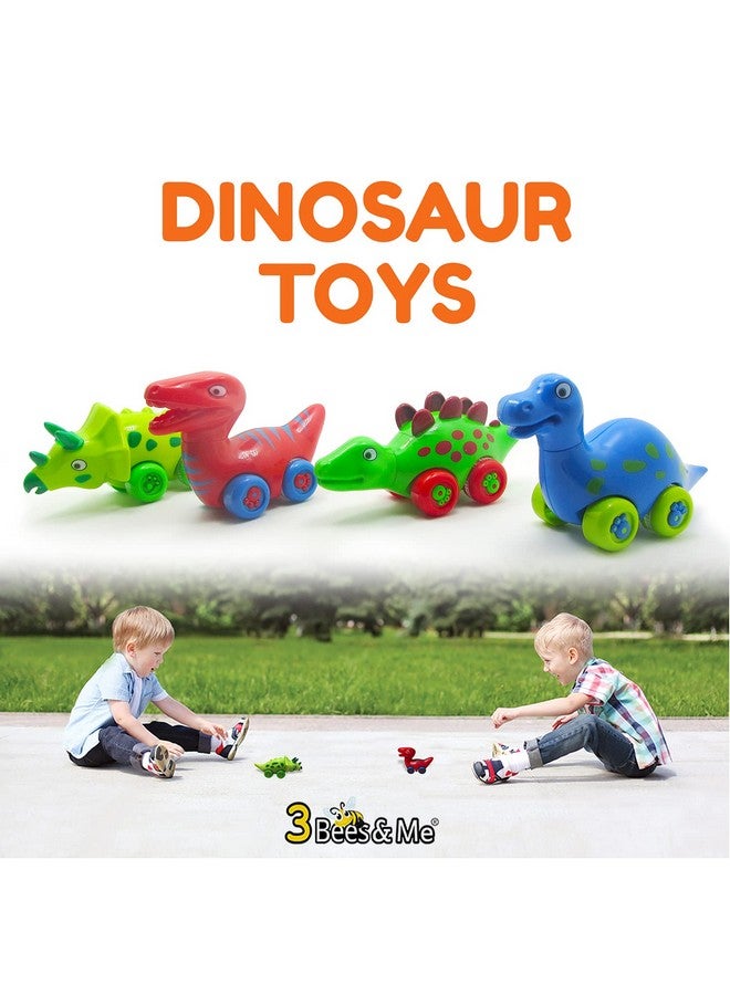 3 Bees & Me 3 Bees and Me Dinosaur Car Toys for Toddlers | Dinosaurs with Wheels 4-in-1 Pack, Fun Party Toy, Play Set for Kids | Birthday Gift for Boys and Girls - Image 2