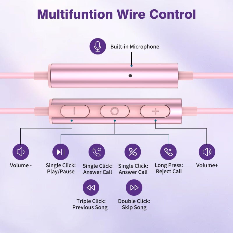 APETOO USB C Headphones for iPhone 17 16 15 Plus/Galaxy S26 S25 Wired Earbuds with Microphone for Samsung S24 S23 S22 S21 S20 Ultra, Magnetic Noise Canceling in-Ear Type C Earphone for iPad 10/Pixel 8a, Pink - Image 4