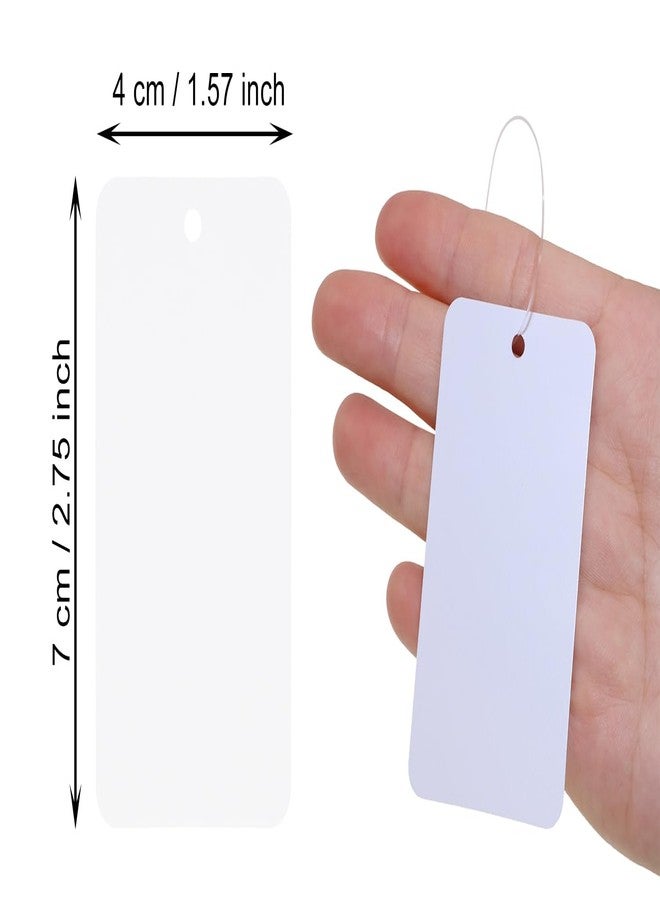 ONLYKXY 50pcs Blank Labeling Tags Plastic Name Brand Shipping Tag with Rope Waterproof Price Tag for Pricing Gift Jewelry Clothing Yard Sale Garage Supplies Marking Label Hang Tag (White, 4x7cm) - Image 2