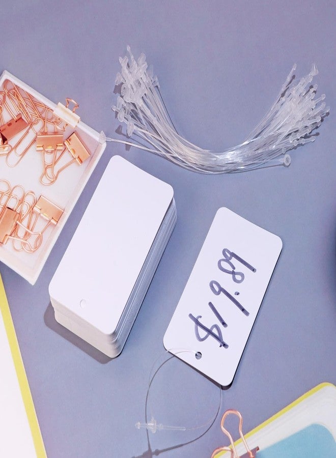 ONLYKXY 50pcs Blank Labeling Tags Plastic Name Brand Shipping Tag with Rope Waterproof Price Tag for Pricing Gift Jewelry Clothing Yard Sale Garage Supplies Marking Label Hang Tag (White, 4x7cm) - Image 4