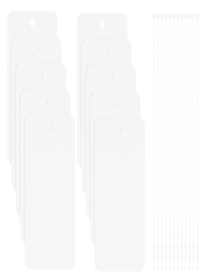 ONLYKXY 50pcs Blank Labeling Tags Plastic Name Brand Shipping Tag with Rope Waterproof Price Tag for Pricing Gift Jewelry Clothing Yard Sale Garage Supplies Marking Label Hang Tag (White, 4x7cm) - Image 1