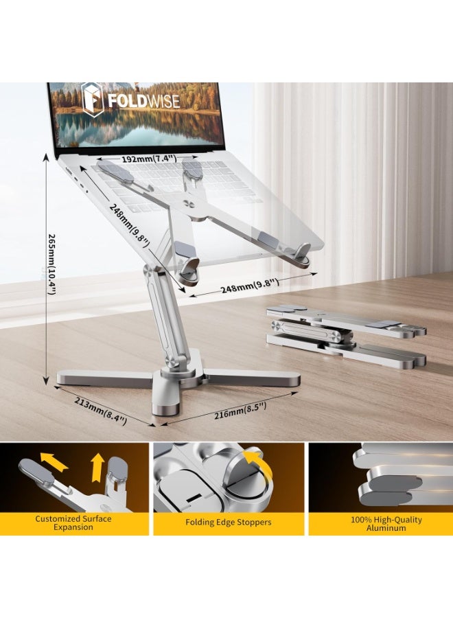 WALALLA 360° Rotating Laptop Stand Riser, Ergonomic Foldable Computer Stand, Adjustable Height Angles Computer Stand, 100% Aluminium Metal MacBook Stand Fit up to 16” Device with Storage Bag - Image 5