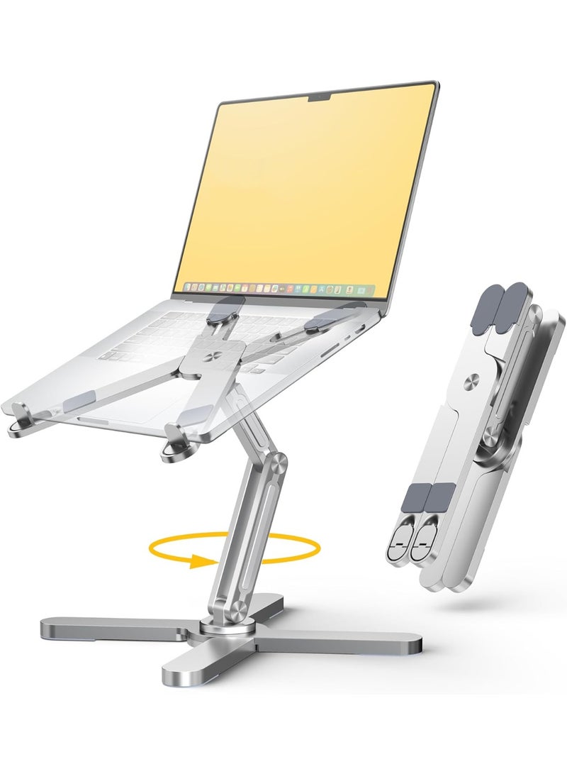 WALALLA 360° Rotating Laptop Stand Riser, Ergonomic Foldable Computer Stand, Adjustable Height Angles Computer Stand, 100% Aluminium Metal MacBook Stand Fit up to 16” Device with Storage Bag - Image 1