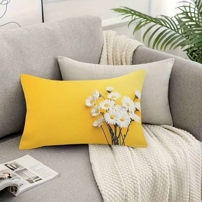 Double Sided Daisy Flower Yellow Rectangular Pillowcase 12x20 Inch Soft Plush Zipper Closure - Image 5