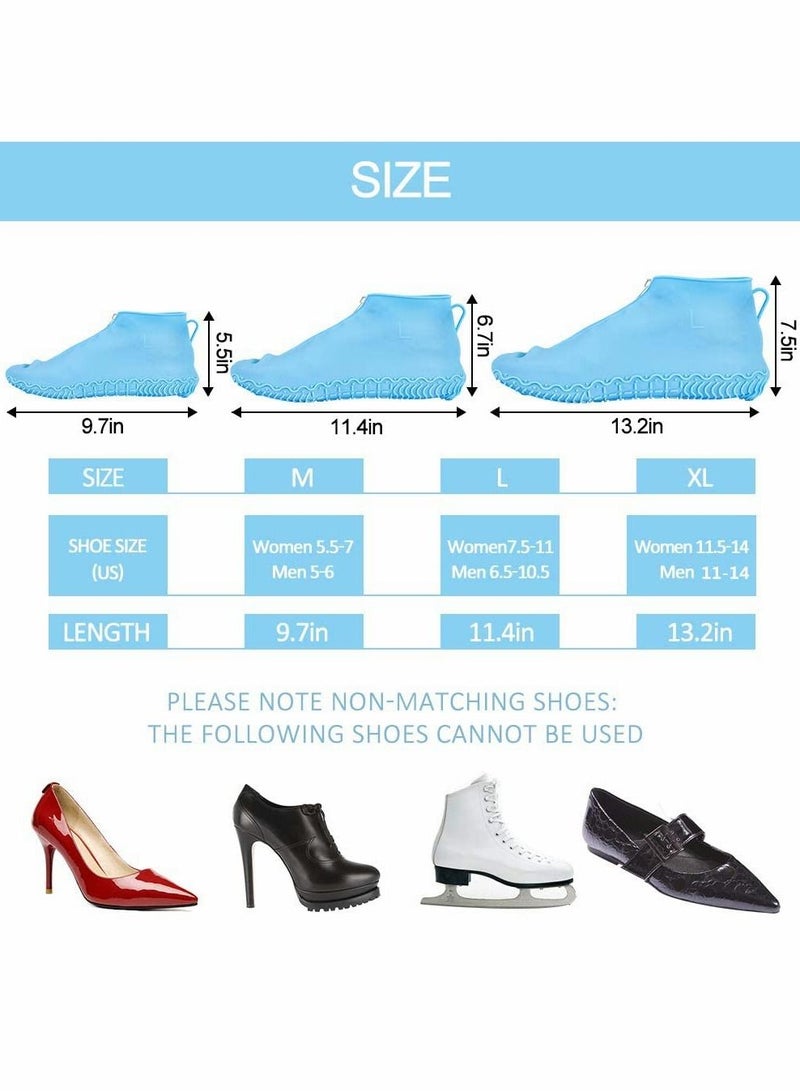 Excefore أغطية أحذية مقاومة للماء، قابلة لإعادة الاستخدام، غطاء أحذية مطاطي غير قابل للانزلاق للرجال والنساء في الهواء الطلق للأمطار والثلوج، للنساء 7.5 - 11، للرجال 6.5 - 10.5، أزرق - Image 5