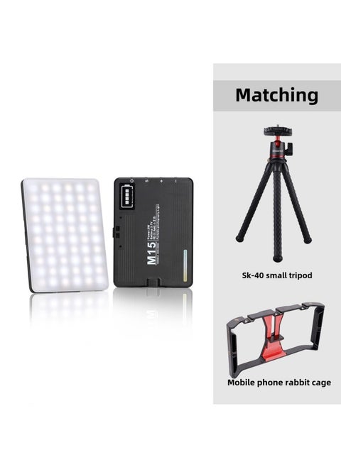 Strict Selection Of RGB Fill Light Mobile Phone Live Fill Light Portable Pocket Light LED Full Color Live Fill Light-Light Source Color:M15+rabbit Cage+small Tripod Sk-40