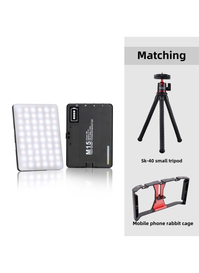 Generic - Strict Selection Of RGB Fill Light Mobile Phone Live Fill Light Portable Pocket Light LED Full Color Live Fill Light-Light Source Color:M15+rabbit Cage+small Tripod Sk-40 - Image 1