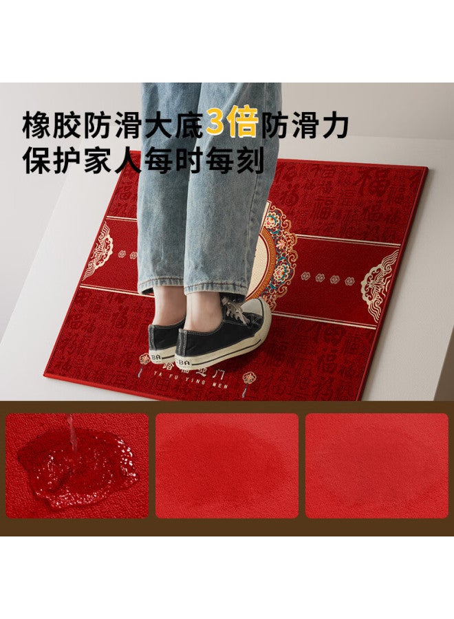 Zhujun Entrance Door Mat, New Year Design, Home Use Doormat, Red Festive, Entryway Foot Mat, Carpet, Foyer Non-slip Mat