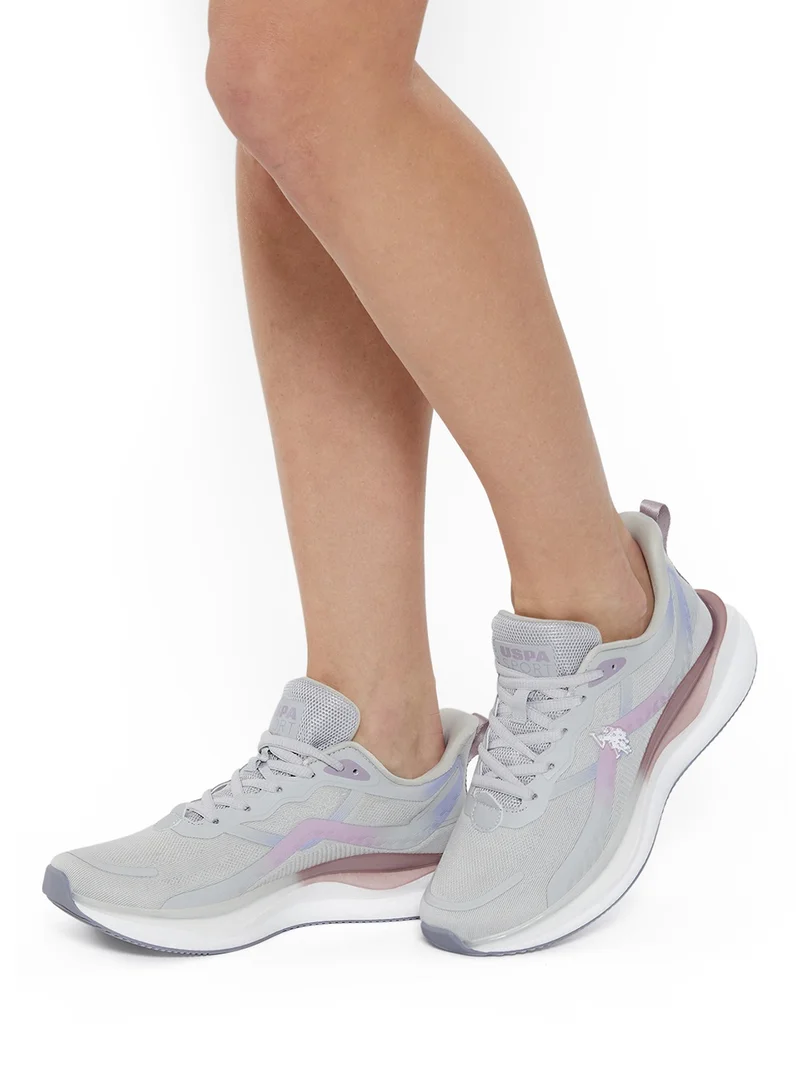 U.S. Polo Assn. Women's Grey Low-Top Limited Edition Ramadan Exclusive Sneakers – Luxe Shine, Effortless Elegance!
