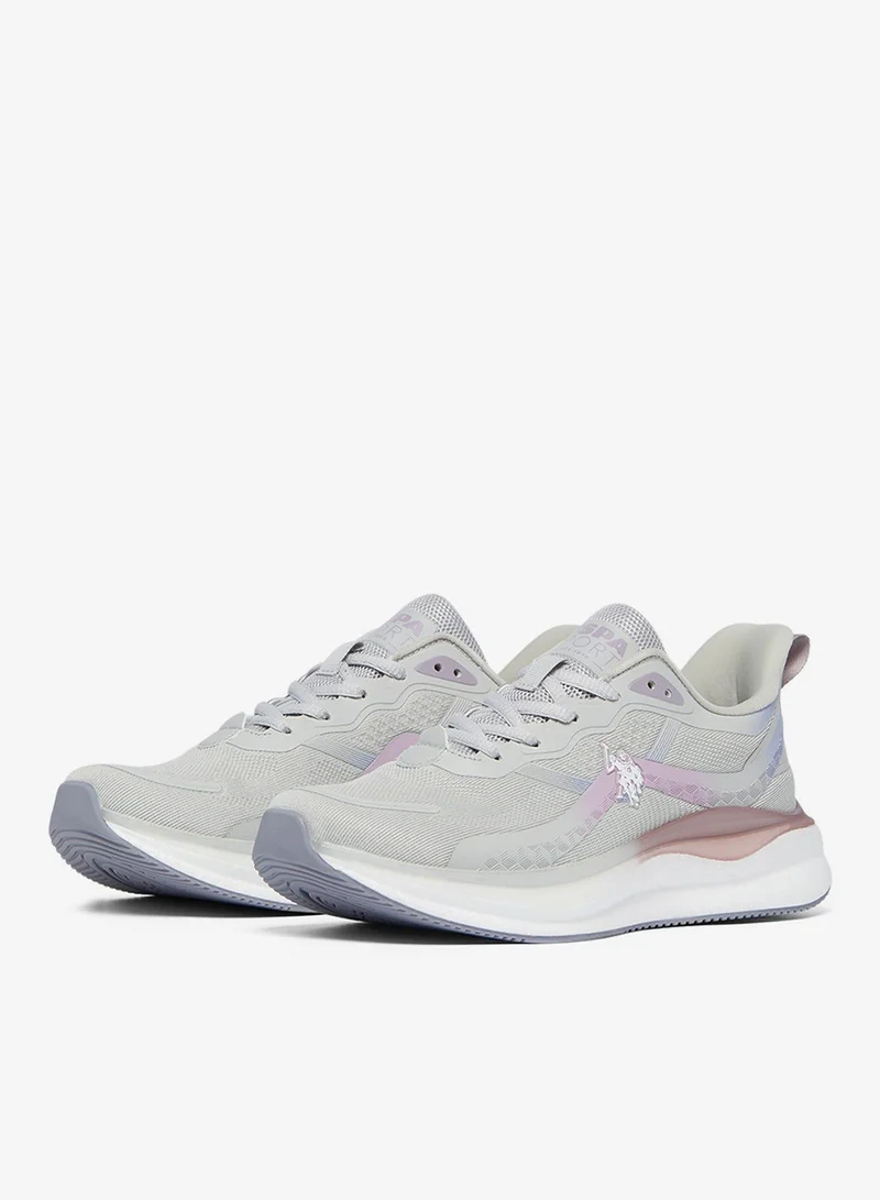 U.S. Polo Assn. Women's Grey Low-Top Limited Edition Ramadan Exclusive Sneakers Shoes - Luxe Shine, Effortless Elegance!