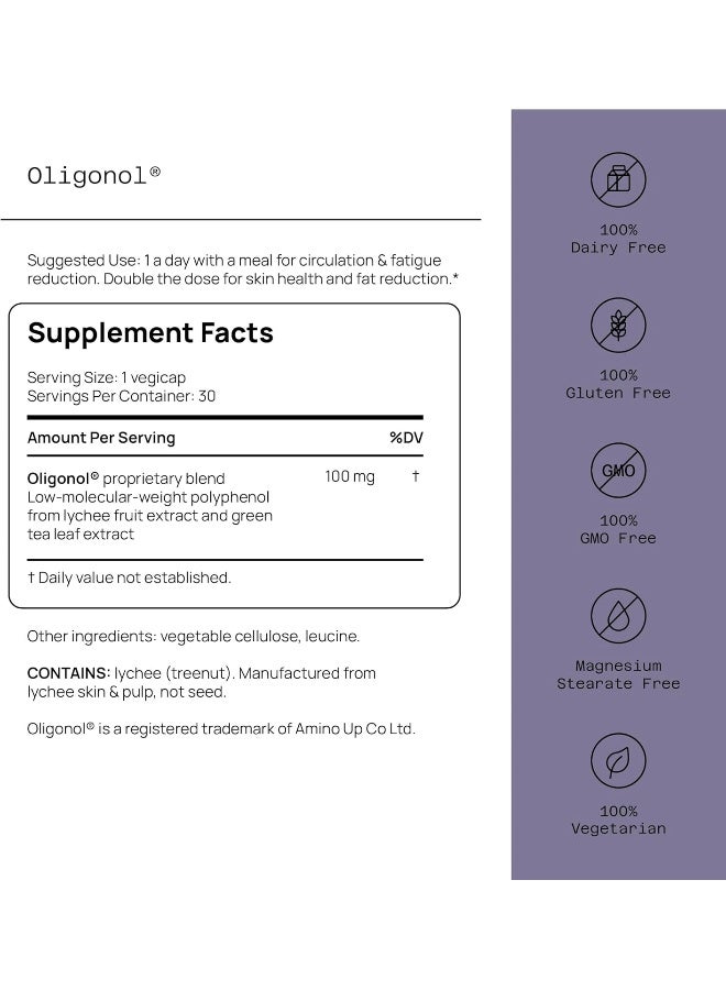 Quality of Life Labs 71854 Oligonol Supports Healthy Aging 30 Vegetarian Supplement (100Mg.) - Image 2